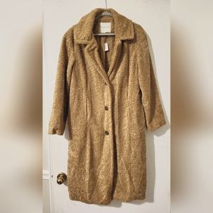 American Eagle Faux Fur Wooly Coat in Camel Small NWT